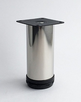 Опора меб. регул. 395 кругл. с черн.площад.хром 80 мм