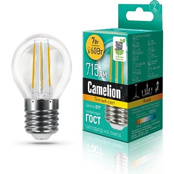Лампа Camelion LED7 E27 830 шар теплый