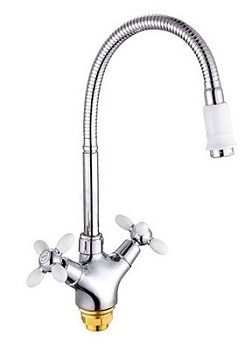 Смесительд/кухни Oliva Gota Rosio ,с махов.высок.гибк.излив, белые.ручки