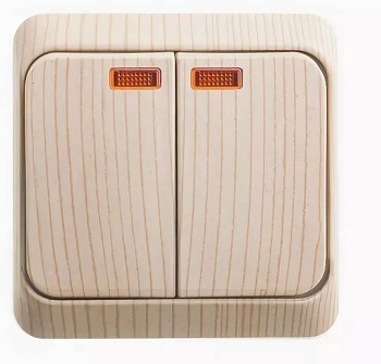 Выкл. 2кл ОП цв.сосна с подсветк. Дача "Schneider Electric"