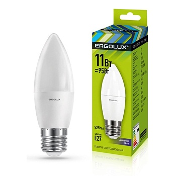 Лампа ERGOLUX диод. LED11 E27 11вт свеча К6 (865)