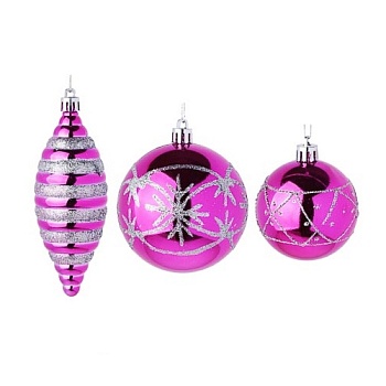 Набор украшений 3шт, пластик, 4 цвета (лиловый, фиолетовый, марсала, морская волна)