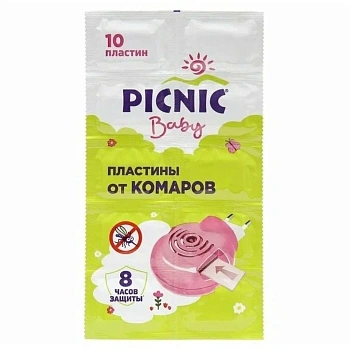 Пластина от комаров для детей,Picnic, Baby, 10 шт