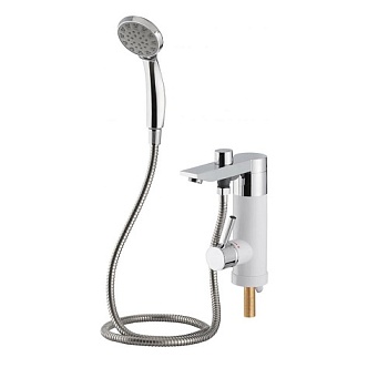 Кран-водонагреватель проточн. BEF-015 Unipamp (3000вт) бел пласт.плоск. излив +лейка