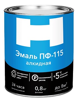 Краска эмаль ПФ-115 0,8кг серая "Н"