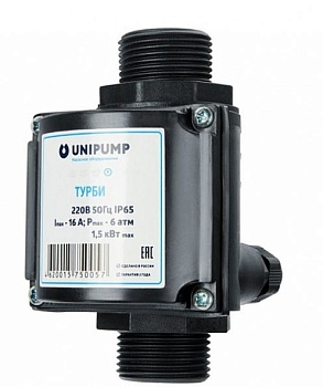 Блок автоматики ТУРБИ для насосных систем до 1,5кВТ управл по потоку/защита сух хода 1" Акваробот