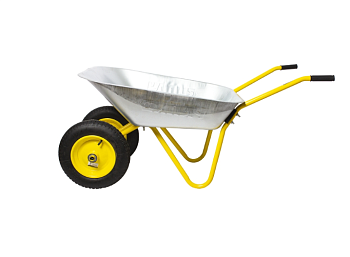Тачка садовая СИЛАЧ - ТС65/2, 2 колесная, 65 литров, 90кг, 3,25-8/25, желтая рама, желтое колесо