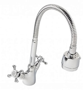 Смеситель д/кухни Антей с 2-мя маховиками , высок.гибк.излив, креп.гайка ЛУЧ
