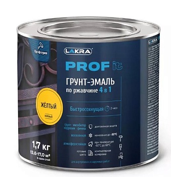 Грунт-эмаль по ржавчине 4 в 1 желтый 1,7кг PROF IT