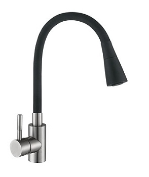 Смеситель д/кухни Антей ,шар. с силикон. изливом ,черный Мармелад,нерж.сталь