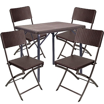 Комплект Семейный с дизайном корич стол (78*78*70) WAK78 + 4 стула (54*44.5*80.5) YC-041