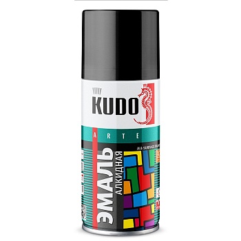 Краска аэрозольная алкидная Kudo KU-1002.1, глянцевая, 210 мл, RAL 9005, черная