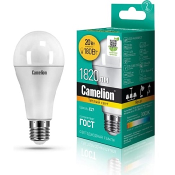 Лампа ERG/Cam диод. LED20 E27 20вт тепл (830)