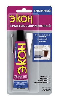 Герметик ЭКОН силиконовый санитарный  прозрачный 70мл. ХЕНКЕЛЬ