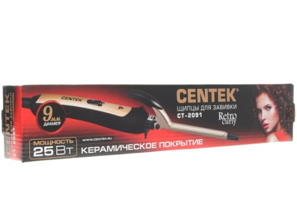 3. Стайлер Centek CT-2091 25Вт, керам. покрытие, диаметр 9мм, фиксатор, 200C°, Soft touch