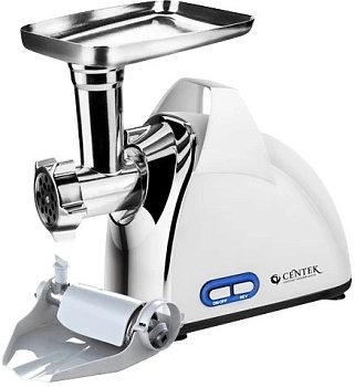 Мясорубка Centek CT-1603 Juice (белый) 1600W, соковыжималка, реверс, нож из литой стали, откр ручка