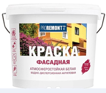 Краска ВД Фасадная белая 3кг PROREMONT