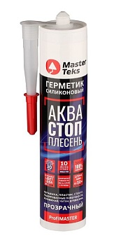 Герметик силиконовый MasterTeks Profimaster АкваСТОПплесень, 280 мл, прозрачный