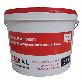 Клей для напольных покрытий IDEAL 302 4кг В/Д