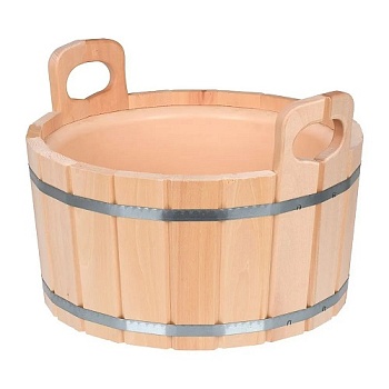 Шайка 12л "Банные штучки" с пласт.вставкой, липа