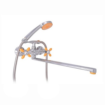 Смеситель д/ванны Olivia Gota Rocio с маховиками,F-40см, с цв.руч.желтый 