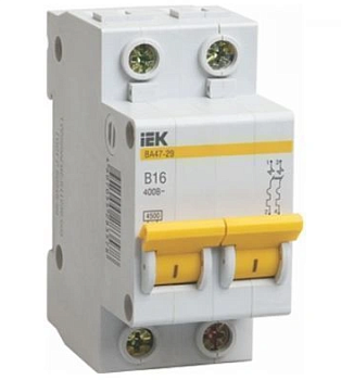 Выключатель автоматический модульный 2п C 16А 4.5кА ВА47-29 KARAT IEK 