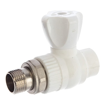 Кран полипроп. шаровый прямой с америк. 20х1/2