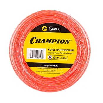 Леска для триммера 3,0ммх28м CHAMPION витой квадрат