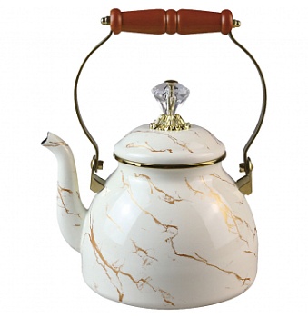 Чайник ZEIDAN Z-4483 Marble 2,6л, эмалированная сталь белый/золото