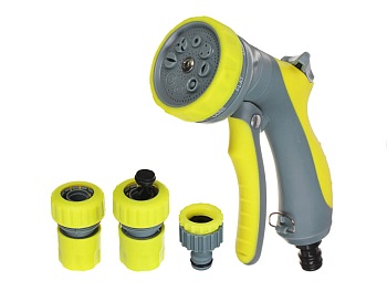 Набор садовый для полива (пистолет с регулировкой узора) переходник  INBLOOM