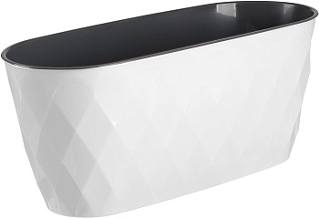 Горшок цветочный HOMVER Laurel 354х152х150мм, 5л с дренажной вставкой (белый) 