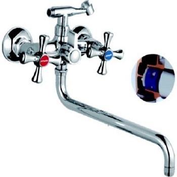 Смеситель д/ванны Rainsberg R 5883 F  длинным изливом(керам.перекл.)