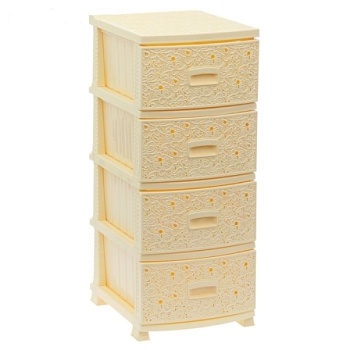 Комод РП-421 Ажур слон.кость, 4 секции,РОССПЛАСТ