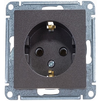 Розетка 1-м СП ATLASDES с защ.шт.с/з механизм мокко