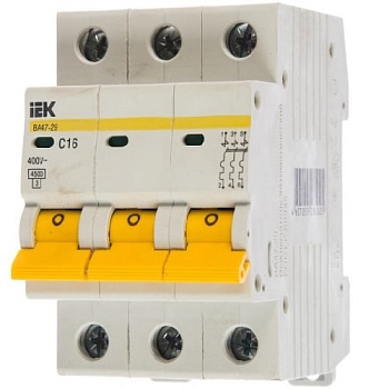 Автомат.выкл. мод. 3-полюса 16А, "В" 400В