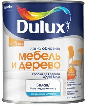 Краска DULUX МЕБЕЛЬ И ДЕРЕВО 0,75 матовая BW