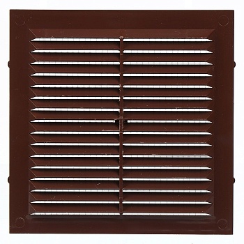 Решетка вентиляционная П1515Р (150*150мм)  разъемная с москитной сеткой, коричневая, Эвент