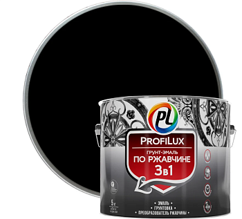 Грунт- эмаль 3в1 по ржавчине 5кг черная Profilux