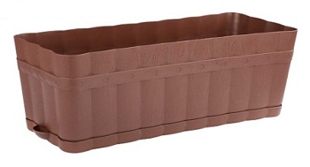 Ящик для цветов М3355 12л, с поддоном коричн