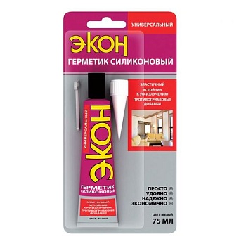 Герметик ЭКОН СИЛИКОНОВЫЙ УНИВЕРСАЛЬНЫЙ Белый 70мл