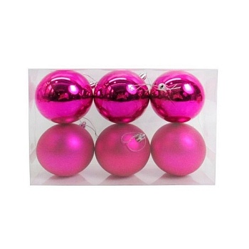 Набор шаров 6штх6см блест/мат,4цвета Е92043