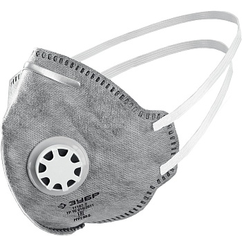 Полумаска фильтрующая ПГ-80, класс защиты FFP1, плоская, с угольным слоем,с клапаном выдоха ЗУБР