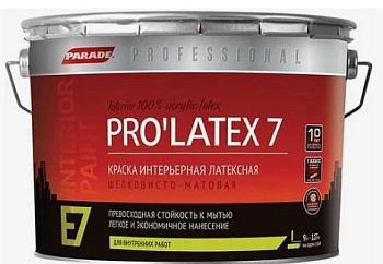 Краска лат. бел.шелк. "А" Е7 9л PARADE (моющ)