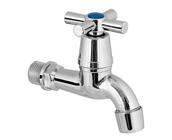 Кран водоразборный,  короткий  излив, крест 1/2"