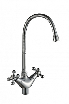 Смеситель для кухни Kreshel  Gota Rosio ,с маховиками ,высокий излив