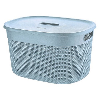 Корзина для хранения PT Oslo 18,0л с крышкой туманно-голубой