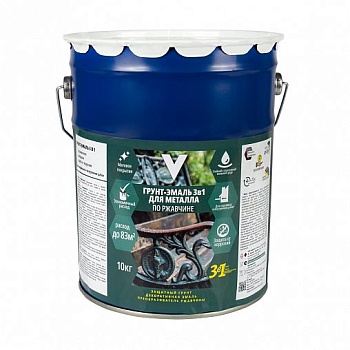 Грунт-эмаль по ржавчине 3 в 1 V, матовая, 10 кг, желтая
