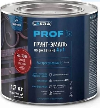 Грунт-эмаль по ржавчине 4 в 1 оксид красный 3009 1,7кг PROF IT