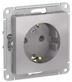 Розетка 1-м СП AtlasDesign 16А IP20 с заземл. механизм алюм. SE ATN000343