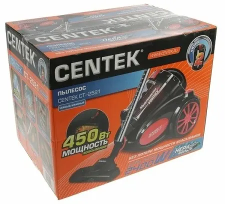 5. Пылесос Centek CT-2521 (черный-красный) циклон